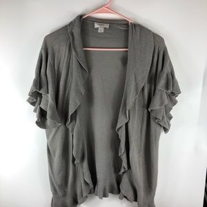Loft short sleeve ruffle cardigan